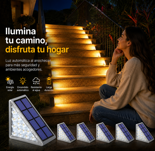 Luz Solar LED para Escaleras IP67 | Impermeable para Jardín y Exterior