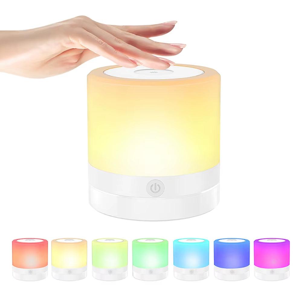 Lámpara LED Nocturna Recargable RGB con Control Táctil y Mando a Distancia | 7 Colores y 3 Niveles de Brillo
