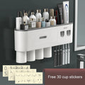 Organizador de Baño Premium con Dispensador Automático de Pasta Dental | Soporte Magnético para Cepillos (2, 3 o 4 Vasos)